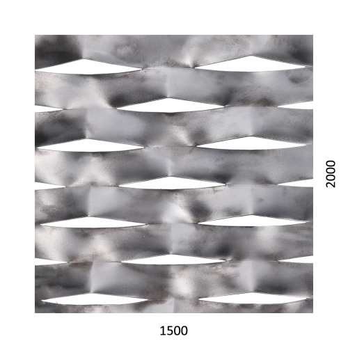 tahokov Fe kosočtvercová oka: 114x53mm, můstek: 24mm (2000x1500x1,5mm)